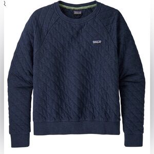 Patagonia Worn WearWomen's Organic Cotton Quilt Crewneck Sweater Blue Size Small